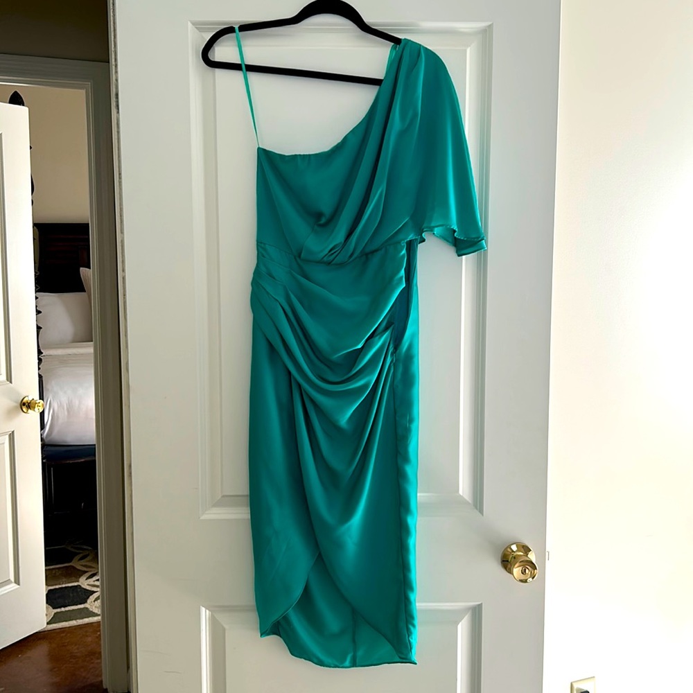 DO+BE one shoulder wrap mini dress